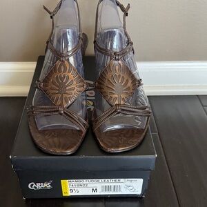 Carlos by Carlos Santana Mambo Fudge Leather Sandals Size 9.5